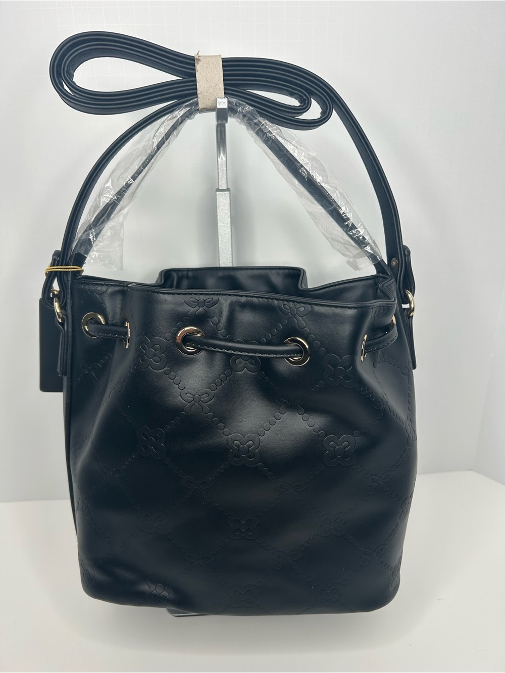 Black Drawstring Bucket Bag - Women's Shoulder Handbag, Mirage Crossbody